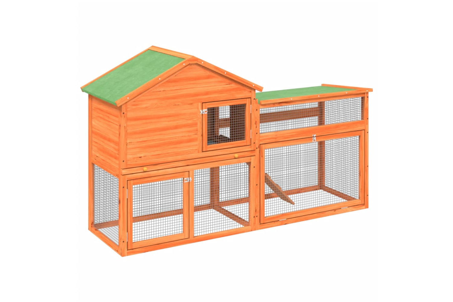 vidaXL 172276 Rabbit Hutch Brown 185.5x60.5x109.5cm Solid Wood Pine