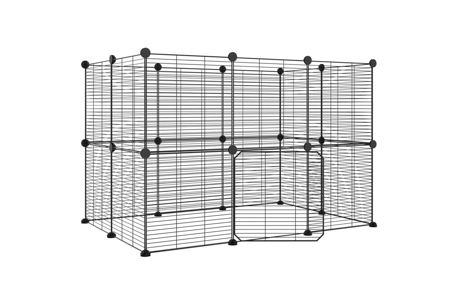 Vidaxl 3114043 20-panel Pet Cage With Door Black 35x35 Cm Steel
