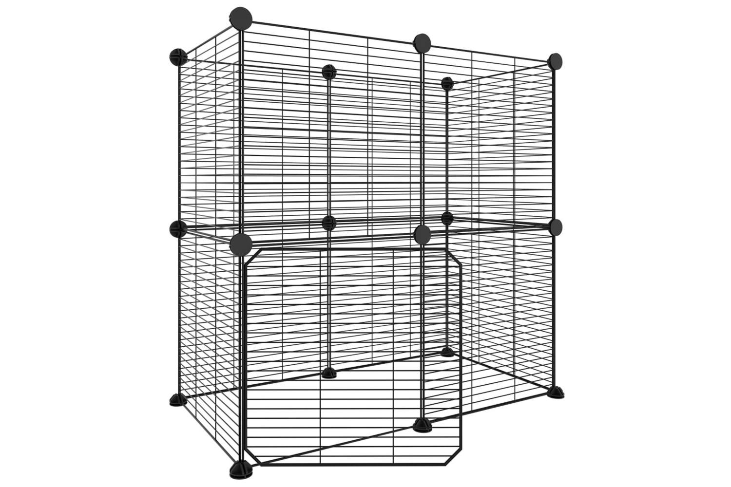 Vidaxl 3114036 12-panel Pet Cage With Door Black 35x35 Cm Steel