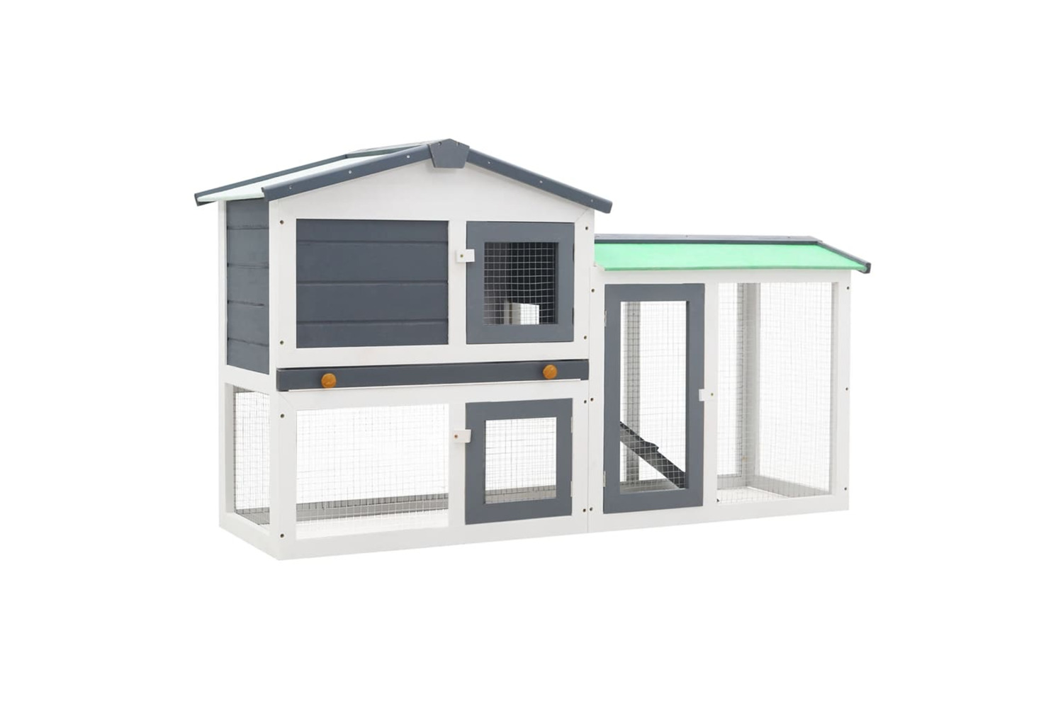 vidaXL 170840 Outdoor Large Rabbit Hutch Grey And White 145 X 45 X 84 Wood