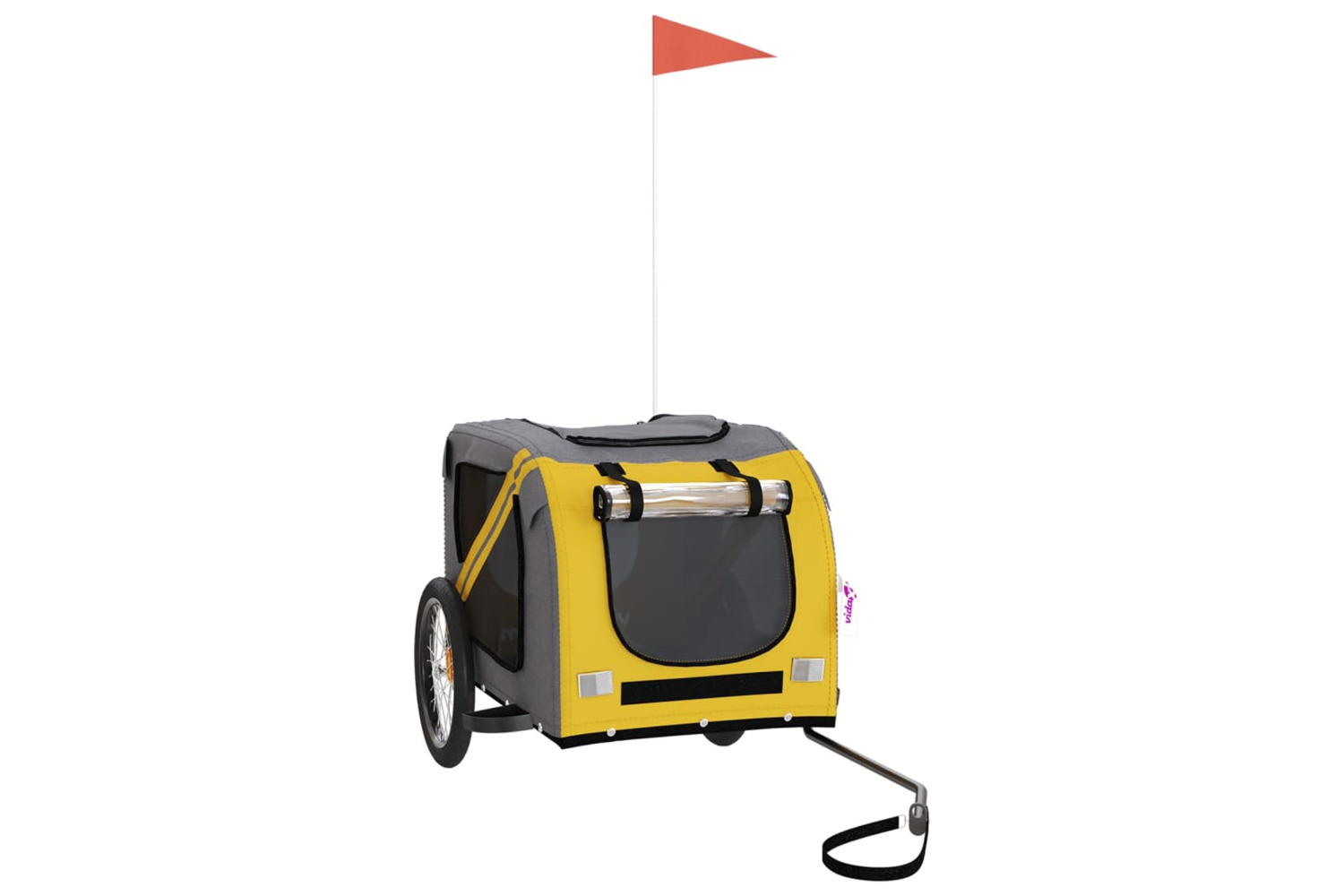 vidaXL 93882 Pet Bike Trailer Yellow And Grey Oxford Fabric And Iron