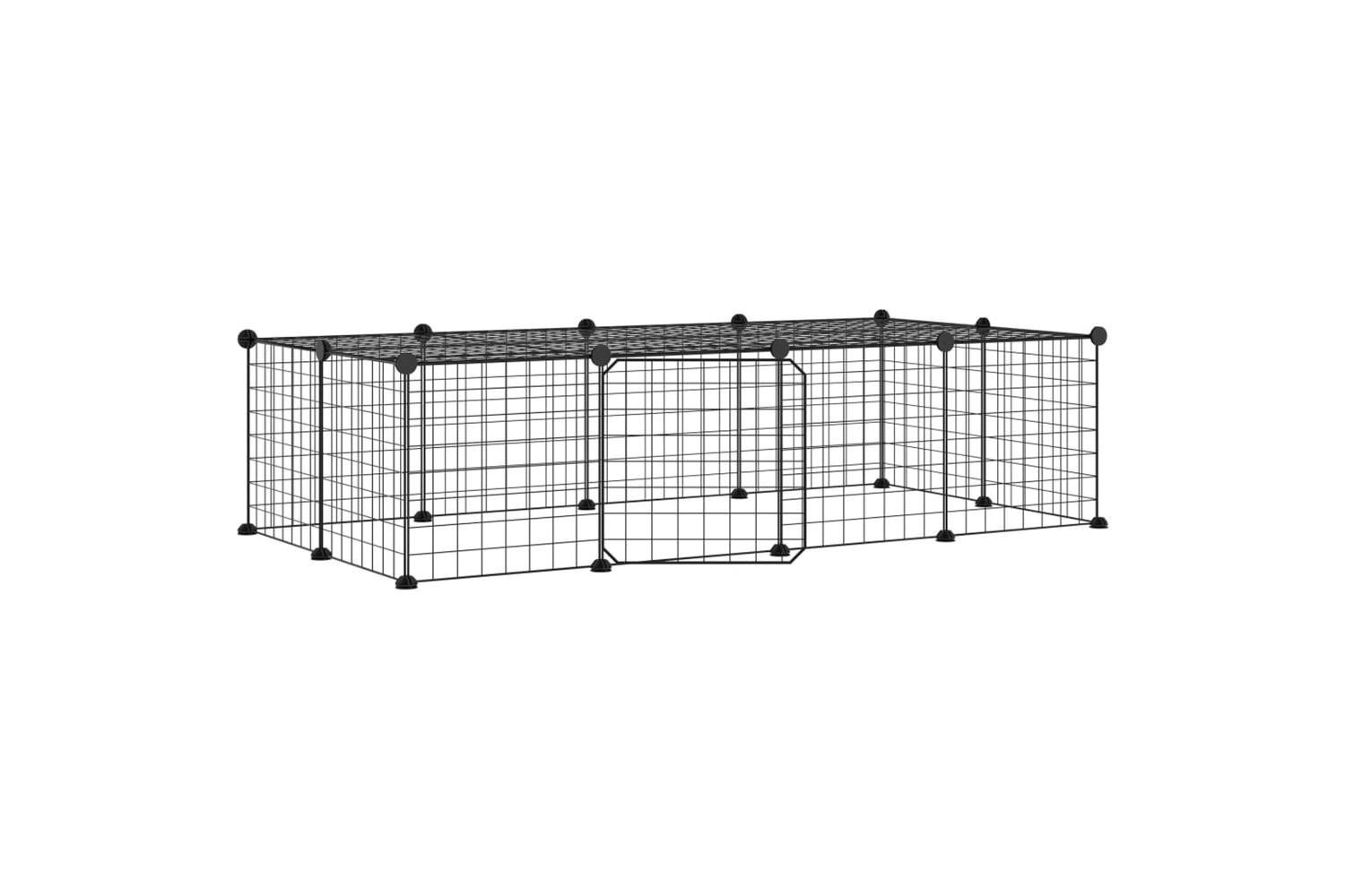 Vidaxl 3114055 20-panel Pet Cage With Door Black 35x35 Cm Steel