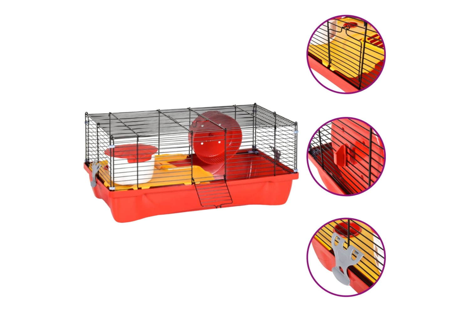 vidaXL 172220 Hamster Cage Red 58x32x36cm Polypropylene And Metal