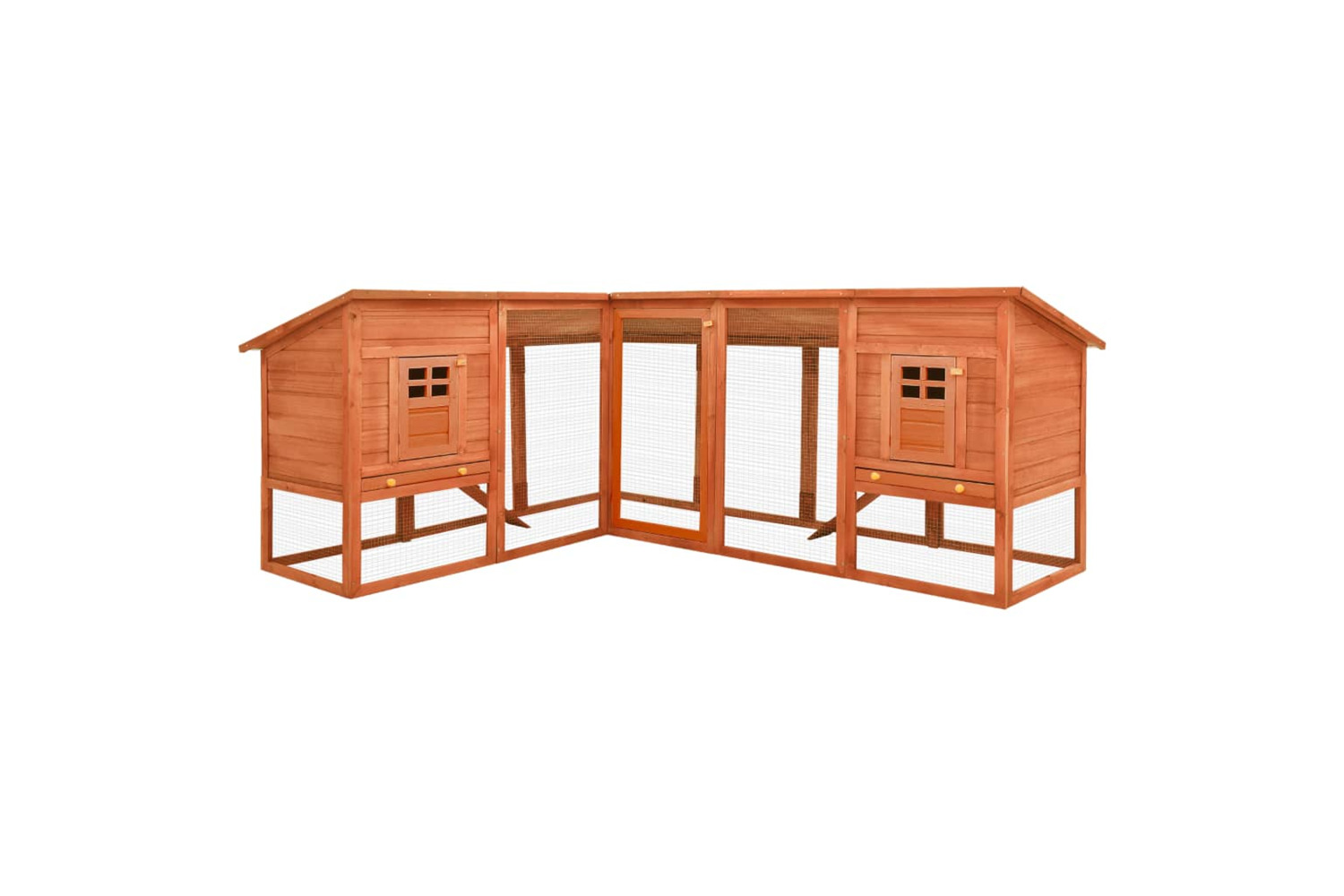 vidaXL 170872 Outdoor Rabbit Hutch With Run Brown Solid Fir Wood