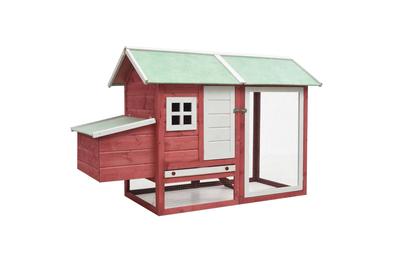 vidaXL 170863 Chicken Cage Red 170x81x110cm Solid Pine & Fir Wood