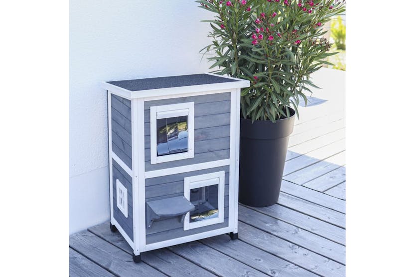 Kerbl 442026 Outdoor Cat House Family 57x55x80 Cm Grey And White