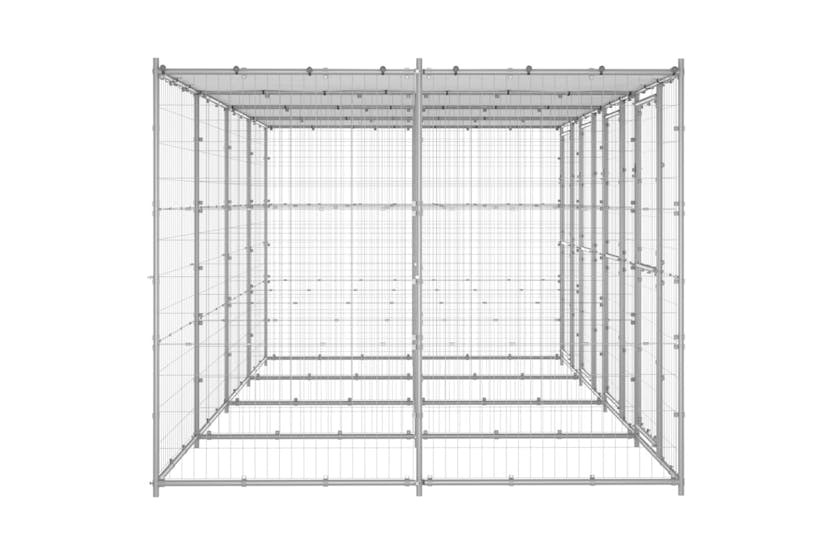 Vidaxl 3082273 Outdoor Dog Kennel Galvanised Steel With Roof 9.68 M2