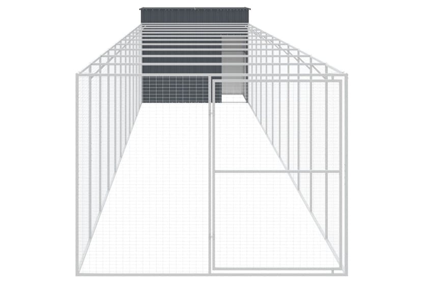 Vidaxl 3189124 Dog House With Run Anthracite 214x1273x181 Cm Galvanised Steel