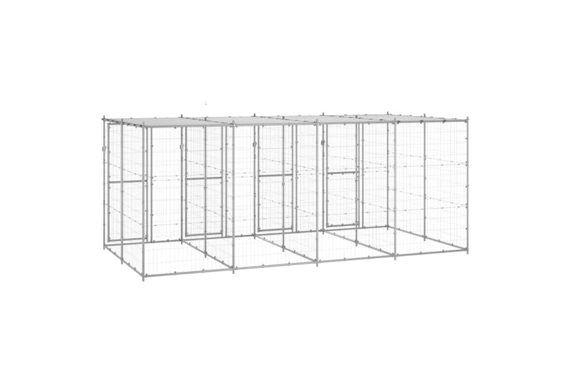 Vidaxl 3082273 Outdoor Dog Kennel Galvanised Steel With Roof 9.68 M2