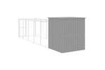 Vidaxl 3189105 Dog House With Run Light Grey 165x659x181 Cm Galvanised Steel