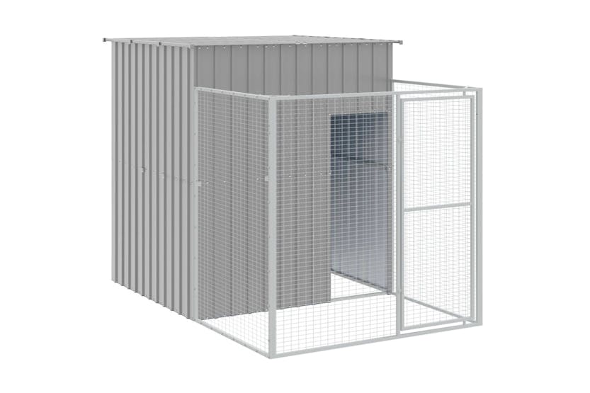 Vidaxl 3189105 Dog House With Run Light Grey 165x659x181 Cm Galvanised Steel