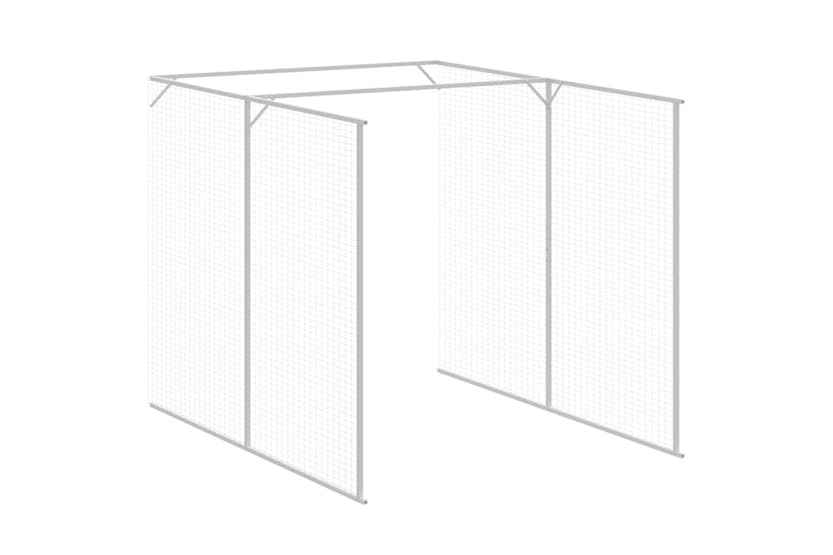 Vidaxl 3189105 Dog House With Run Light Grey 165x659x181 Cm Galvanised Steel