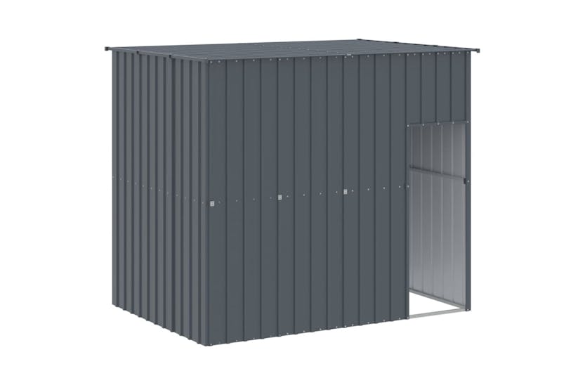 Vidaxl 3189124 Dog House With Run Anthracite 214x1273x181 Cm Galvanised Steel