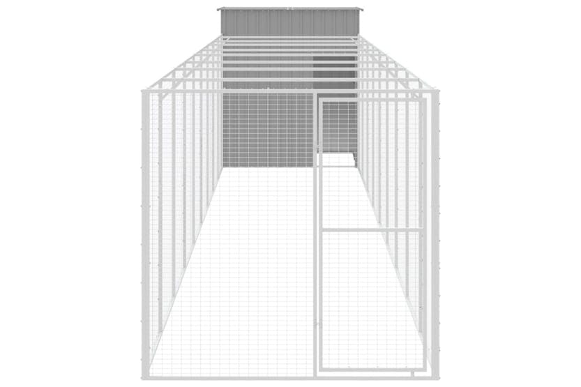 Vidaxl 3189107 Dog House With Run Light Grey 165x1067x181 Cm Galvanised Steel