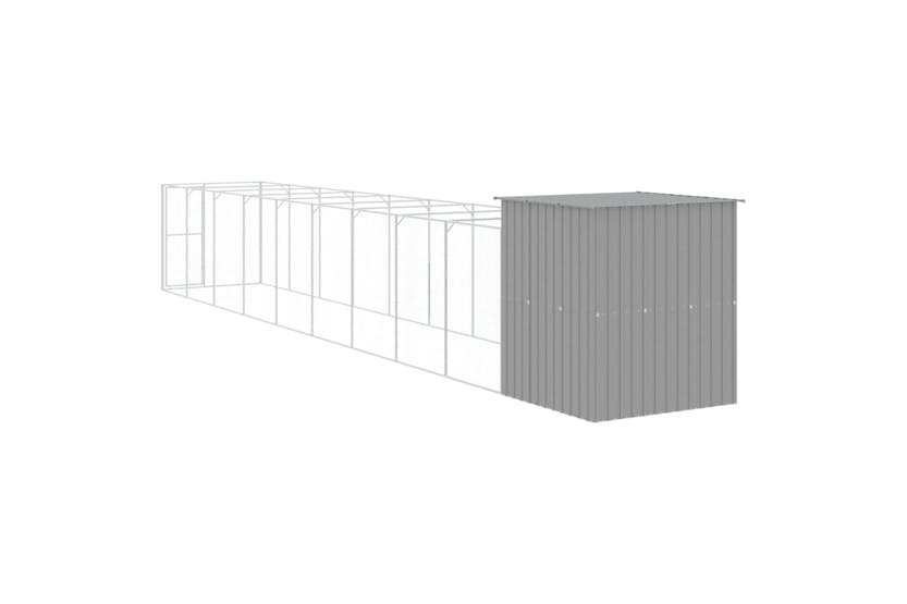 Vidaxl 3189107 Dog House With Run Light Grey 165x1067x181 Cm Galvanised Steel