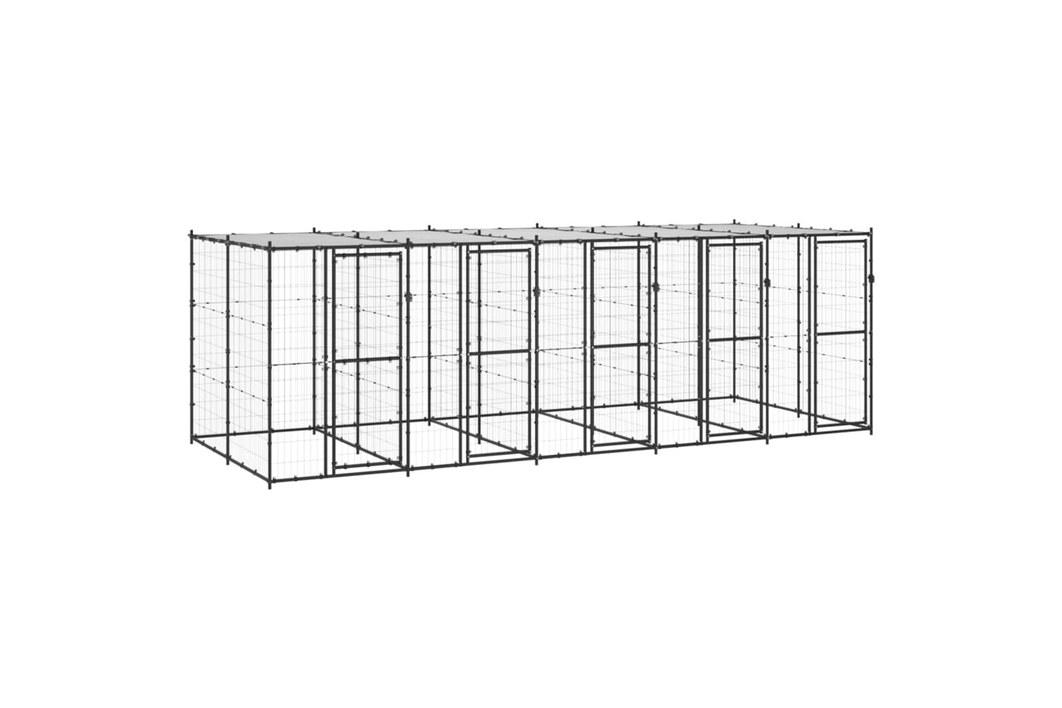 vidaXL 3082252 Outdoor Dog Kennel Steel With Roof 12.1 M2