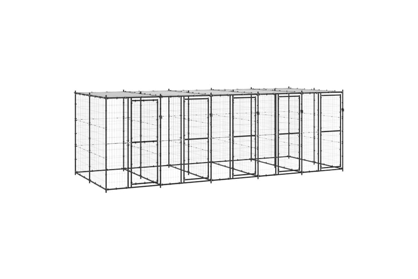 Vidaxl 3082252 Outdoor Dog Kennel Steel With Roof 12.1 M2