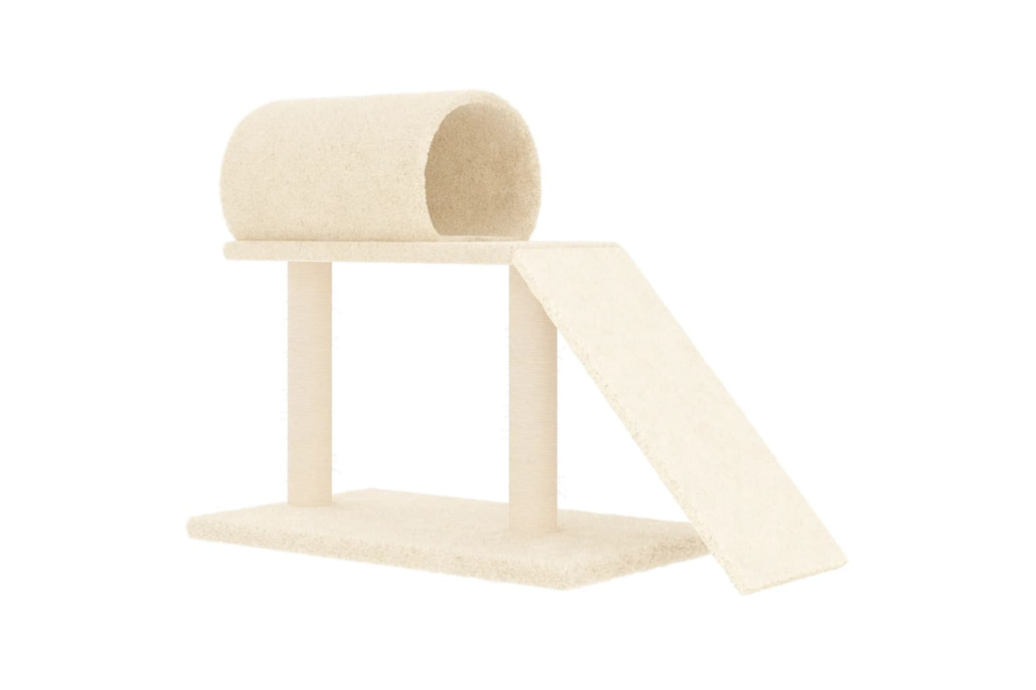 vidaXL 171789 Cat Scratching Posts With Tunnel And Ladder Cream 55.5cm