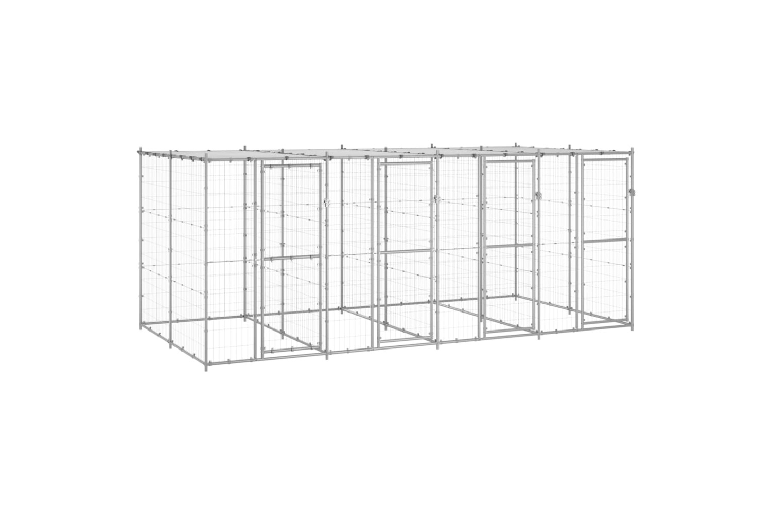 vidaXL 3082273 Outdoor Dog Kennel Galvanised Steel With Roof 9.68 M2