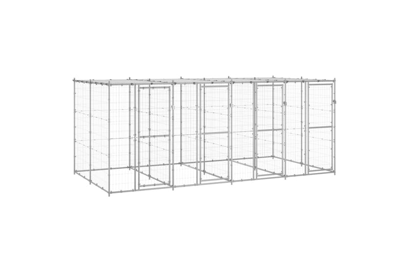 Vidaxl 3082273 Outdoor Dog Kennel Galvanised Steel With Roof 9.68 M2