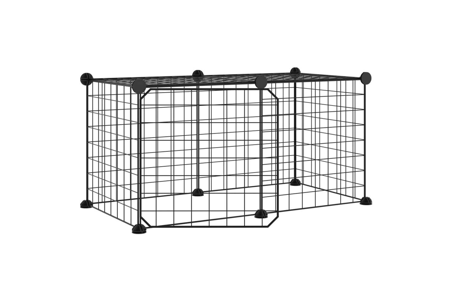 Vidaxl 3114050 8-panel Pet Cage With Door Black 35x35 Cm Steel
