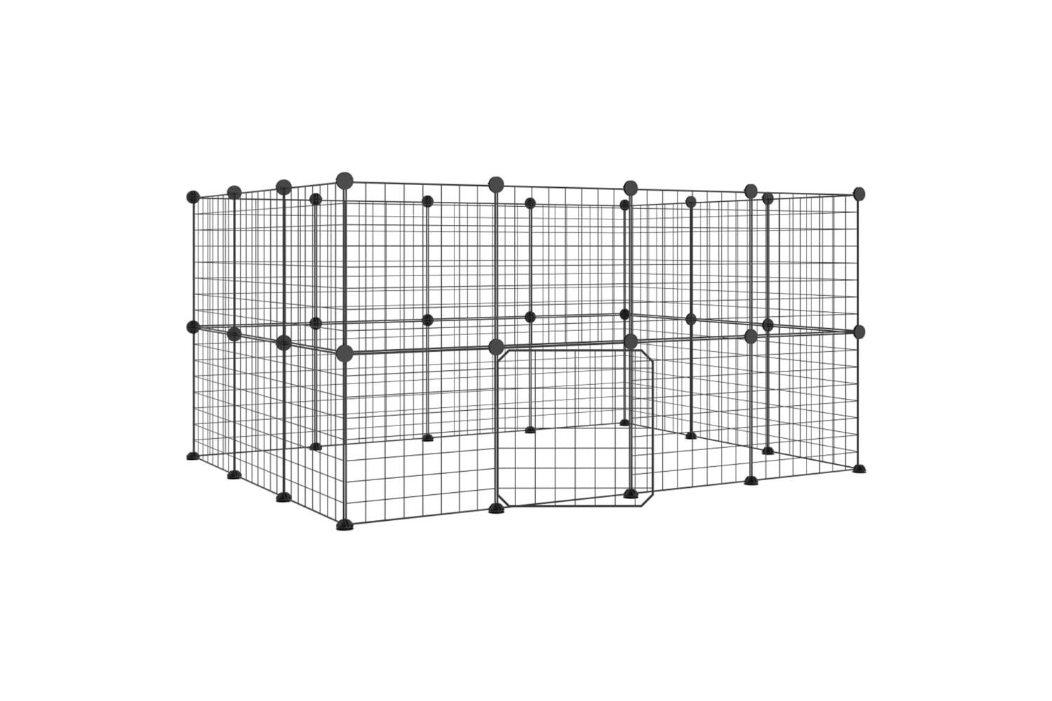 Vidaxl 3114038 28-panel Pet Cage With Door Black 35x35 Cm Steel
