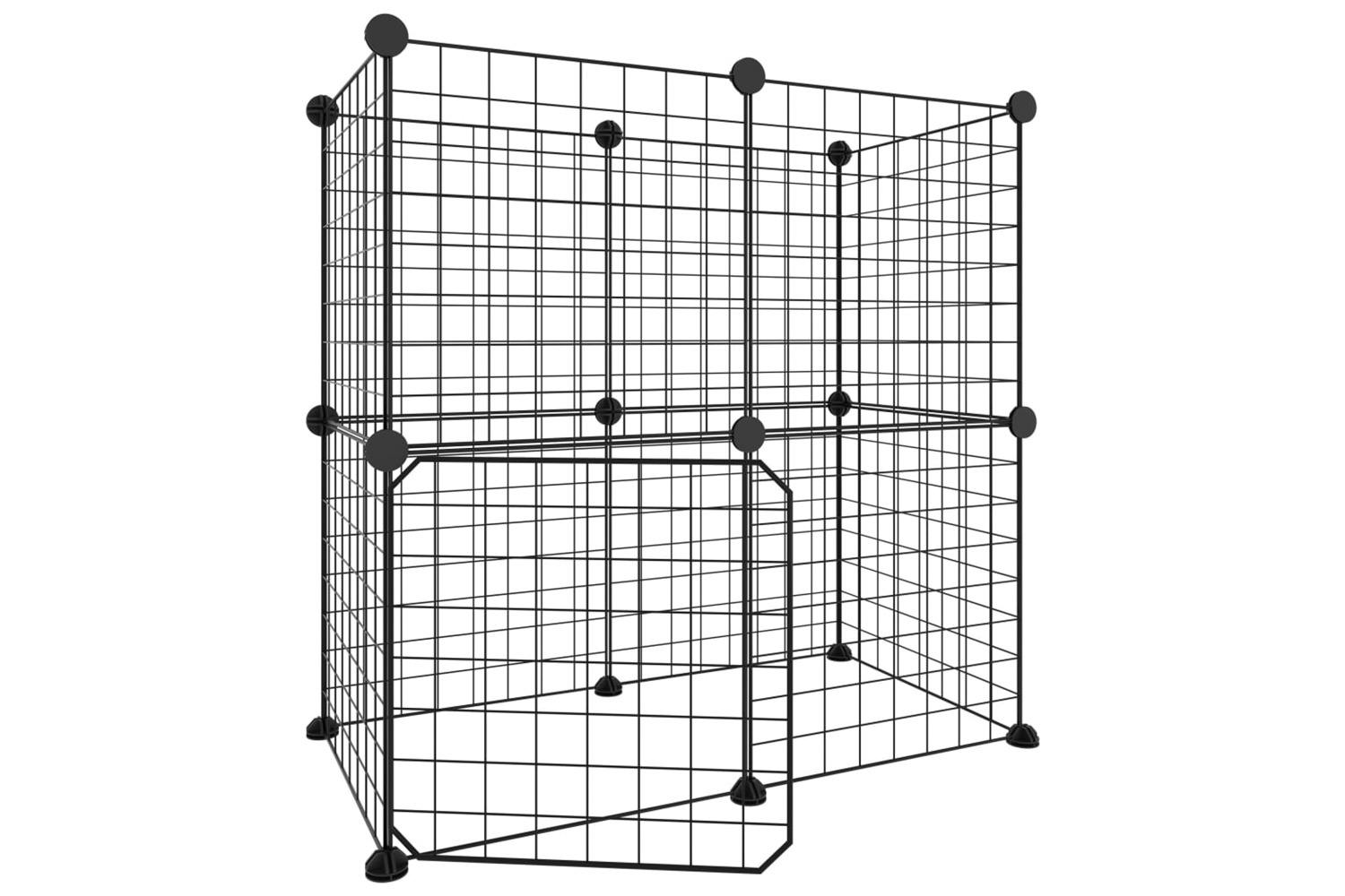 Vidaxl 3114033 12-panel Pet Cage With Door Black 35x35 Cm Steel