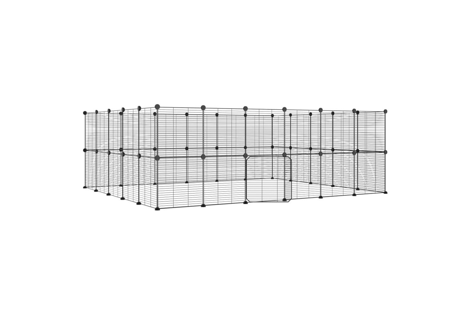 vidaXL 3114046 44-panel Pet Cage With Door Black 35x35cm Steel