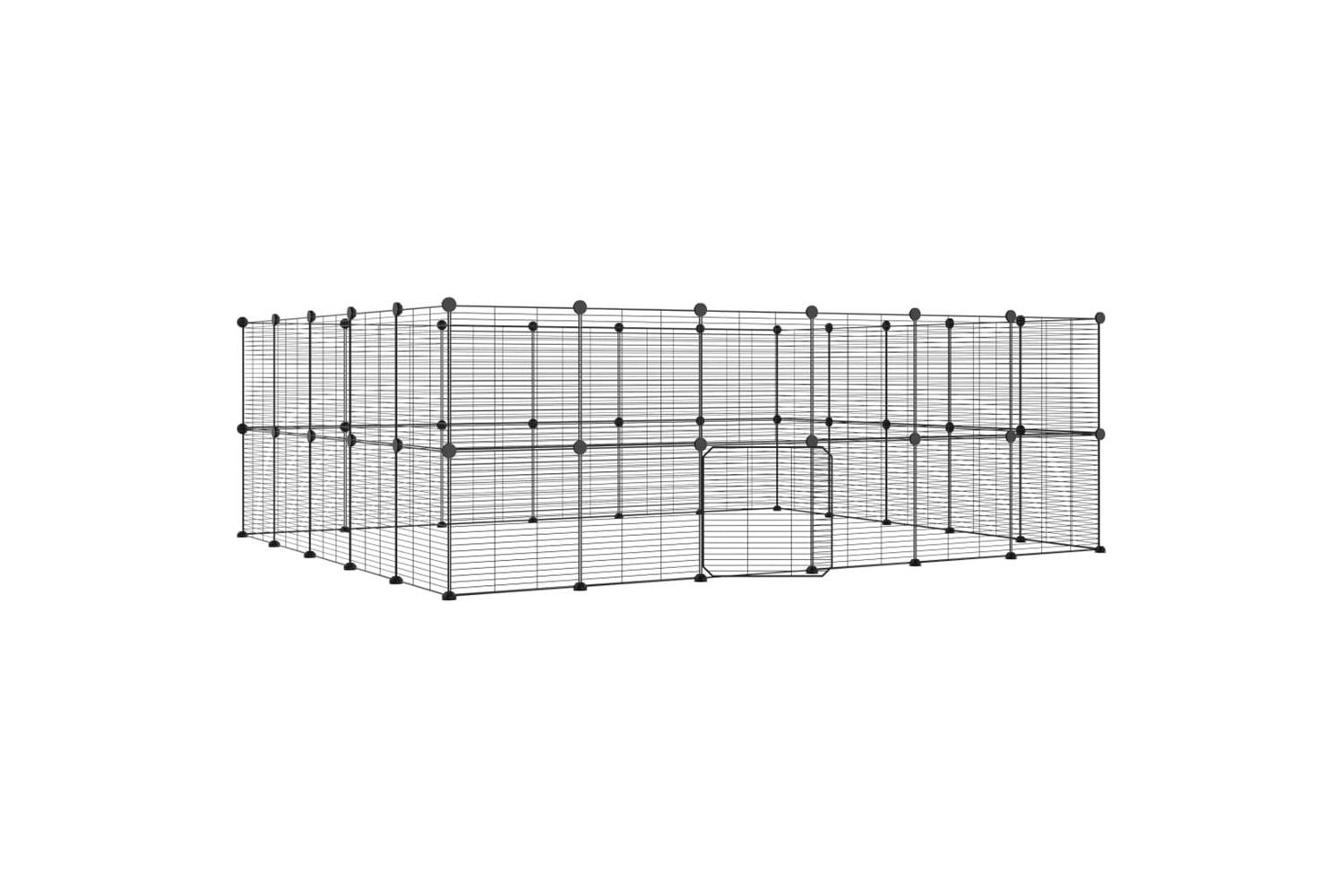 Vidaxl 3114046 44-panel Pet Cage With Door Black 35x35 Cm Steel