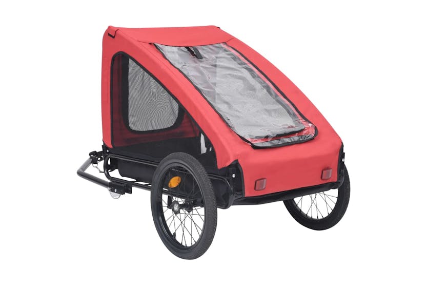 Vidaxl 92594 Pet Bike Trailer Red And Black