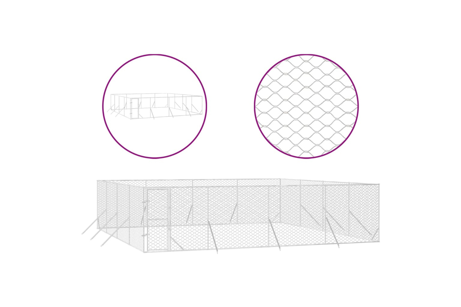 vidaXL 3190464 Outdoor Dog Kennel Silver 8x8x2 M Galvanised Steel