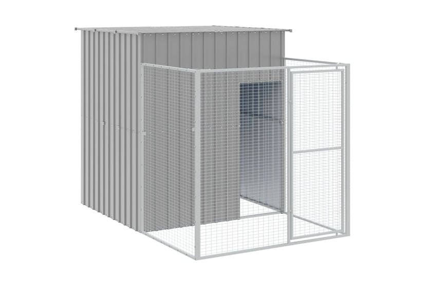 Vidaxl 3189107 Dog House With Run Light Grey 165x1067x181 Cm Galvanised Steel