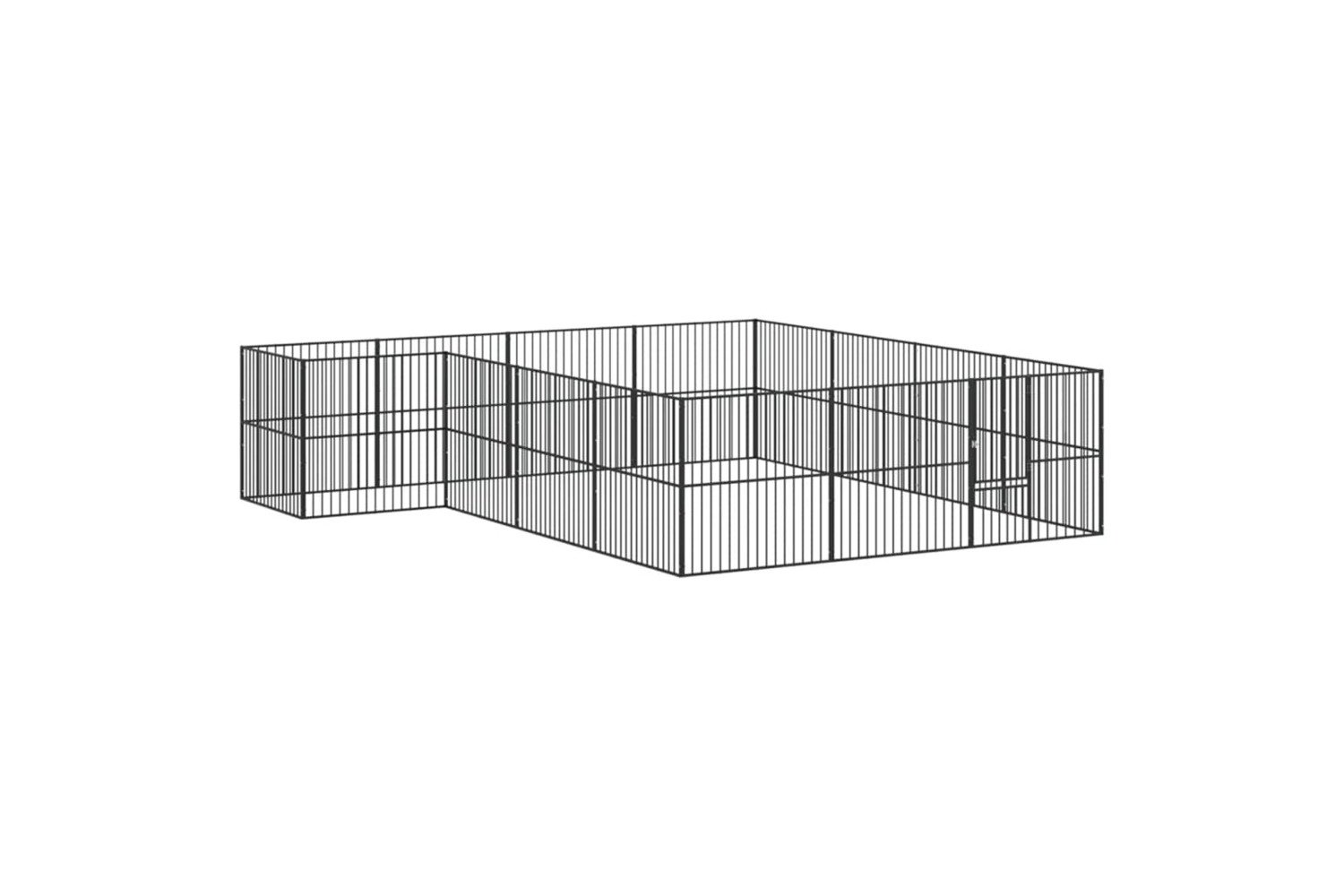 vidaXL 3209559 Dog Playpen 16 Panels Black Galvanised Steel