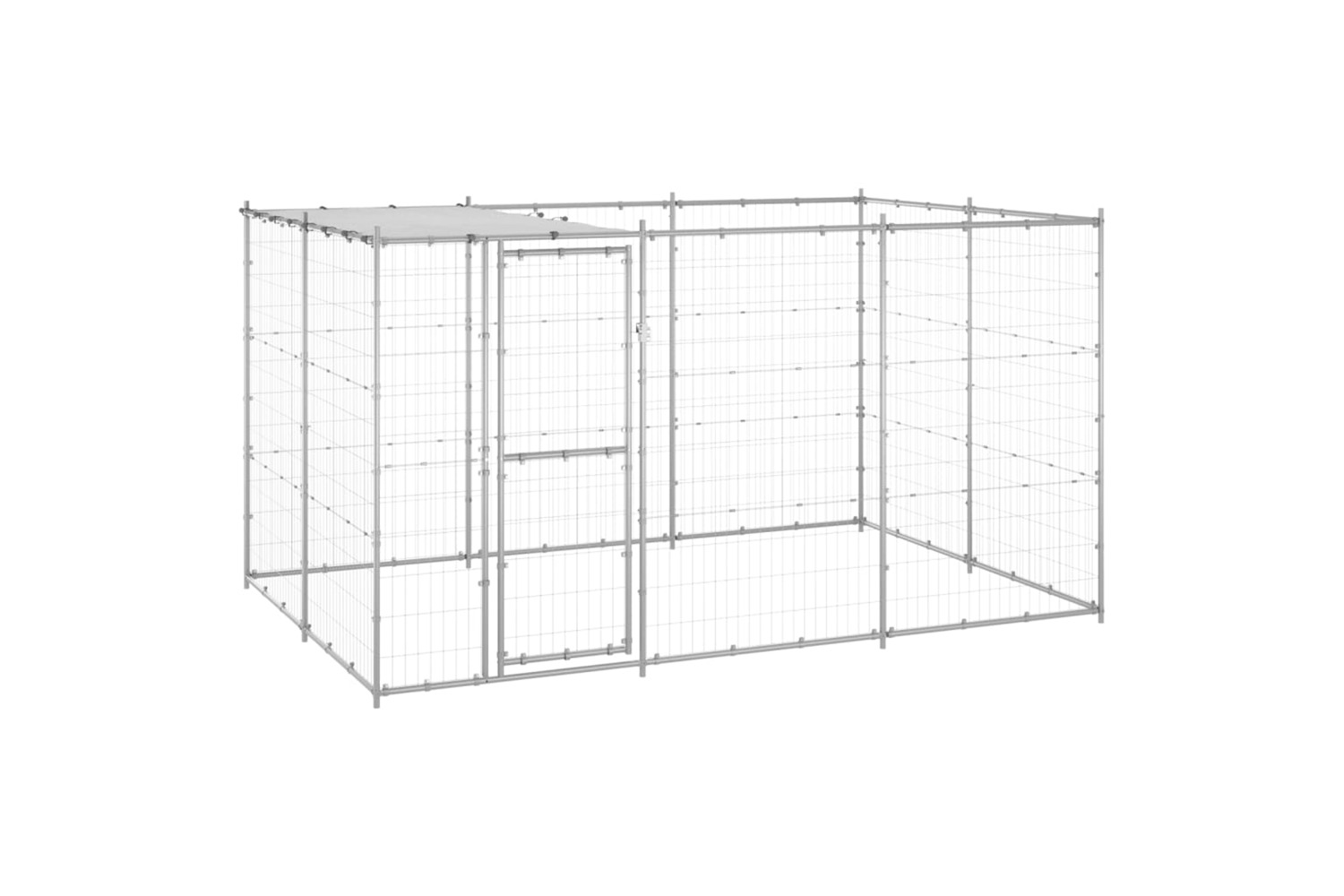 vidaXL 3082303 Outdoor Dog Kennel Galvanised Steel With Roof 7.26 M2