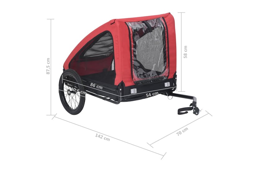 Vidaxl 92594 Pet Bike Trailer Red And Black