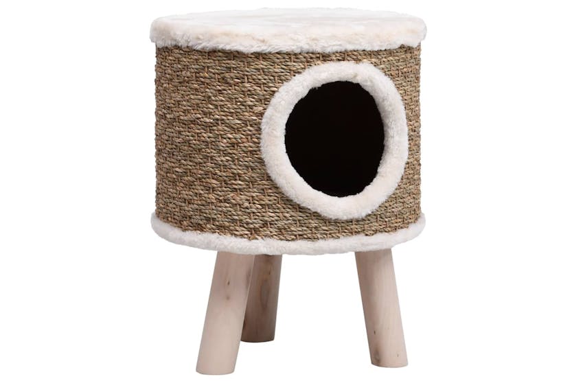 Vidaxl 170970 Cat House With Wooden Legs 41 Cm Seagrass