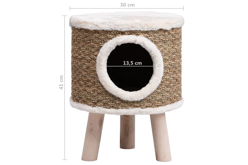 Vidaxl 170970 Cat House With Wooden Legs 41 Cm Seagrass