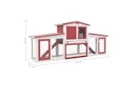 Vidaxl 170845 Outdoor Large Rabbit Hutch Red And White 204x45x85 Cm Wood
