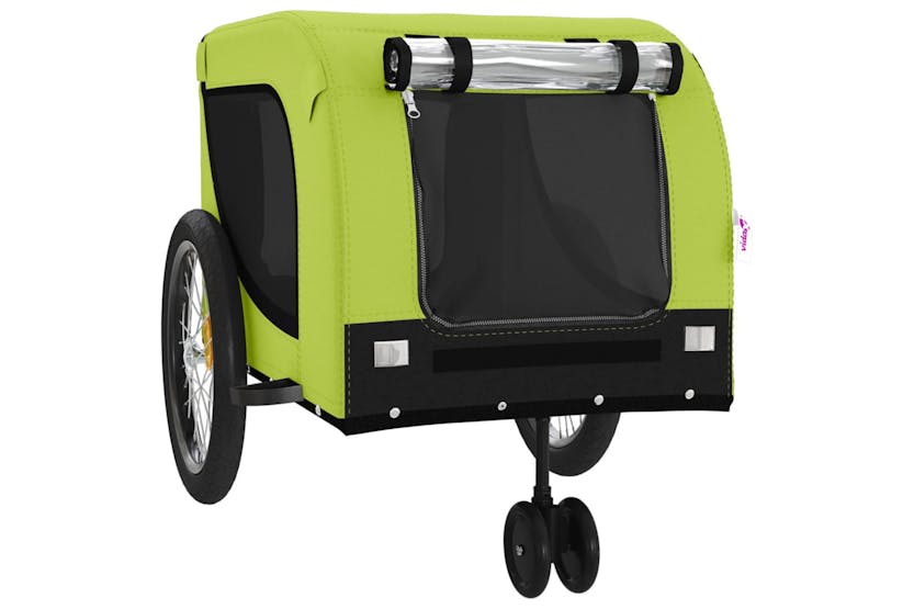 Vidaxl 94032 Pet Bike Trailer Green And Black Oxford Fabric And Iron