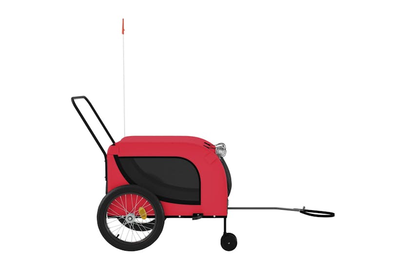 Vidaxl 94027 Pet Bike Trailer Red And Black Oxford Fabric And Iron