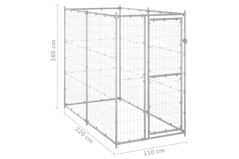 Vidaxl 150801 Outdoor Dog Kennel Galvanised Steel 110x220x180 Cm