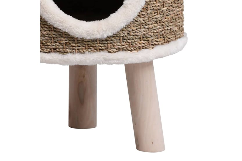 Vidaxl 170970 Cat House With Wooden Legs 41 Cm Seagrass