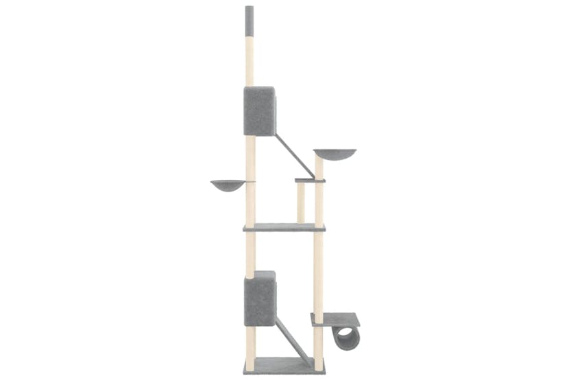 Vidaxl 171613 Floor To Ceiling Cat Tree Light Grey 277-303 Cm