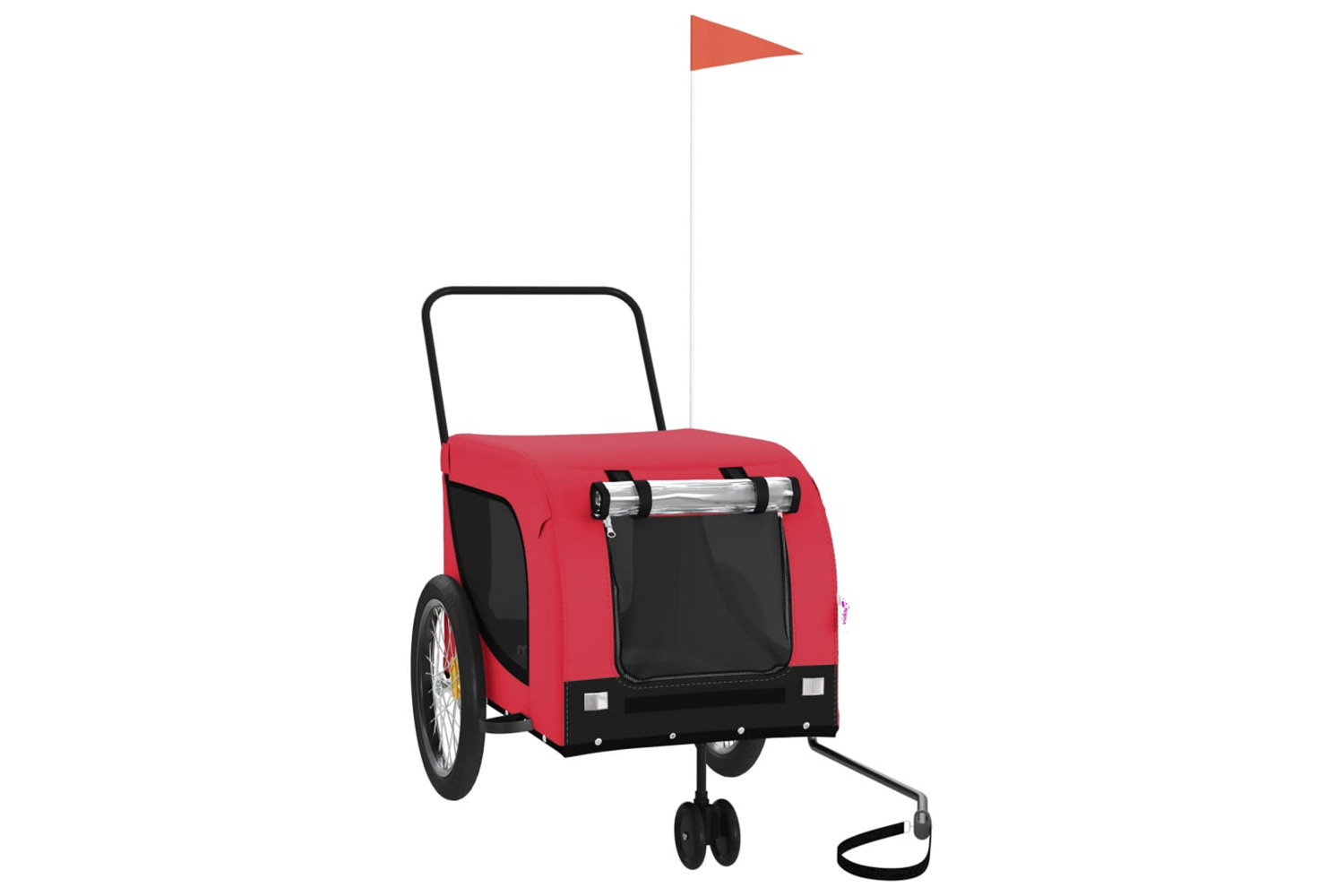 vidaXL 94027 Pet Bike Trailer Red And Black Oxford Fabric And Iron