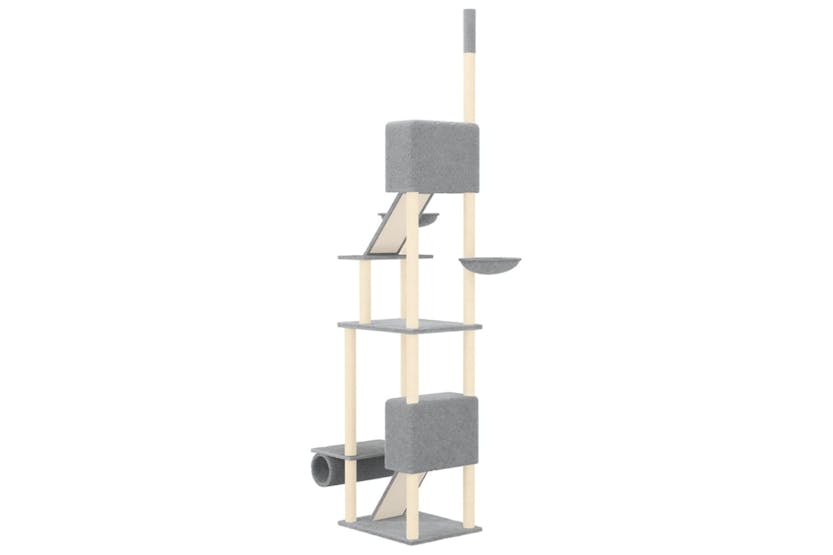 Vidaxl 171613 Floor To Ceiling Cat Tree Light Grey 277-303 Cm