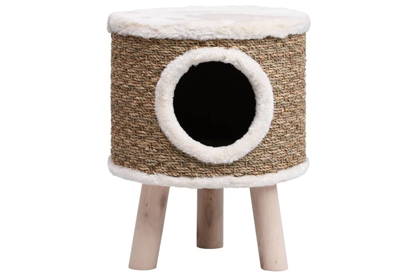 Vidaxl 170970 Cat House With Wooden Legs 41 Cm Seagrass