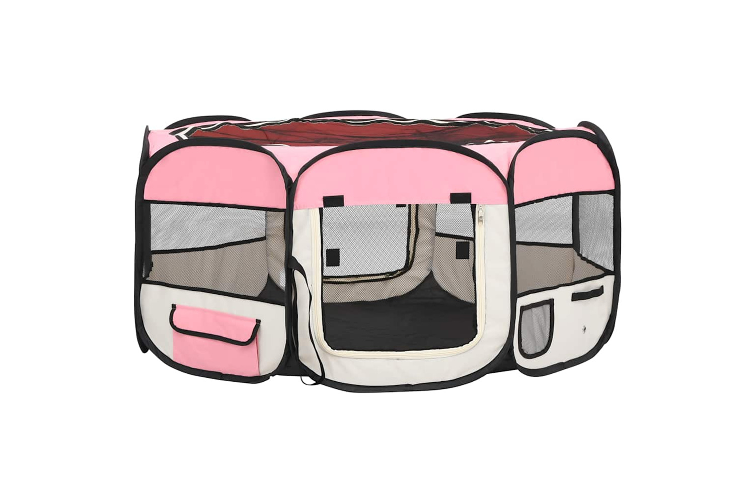 Vidaxl Foldable Dog Playpen With Carrying Bag Pink 145x145x61 Cm