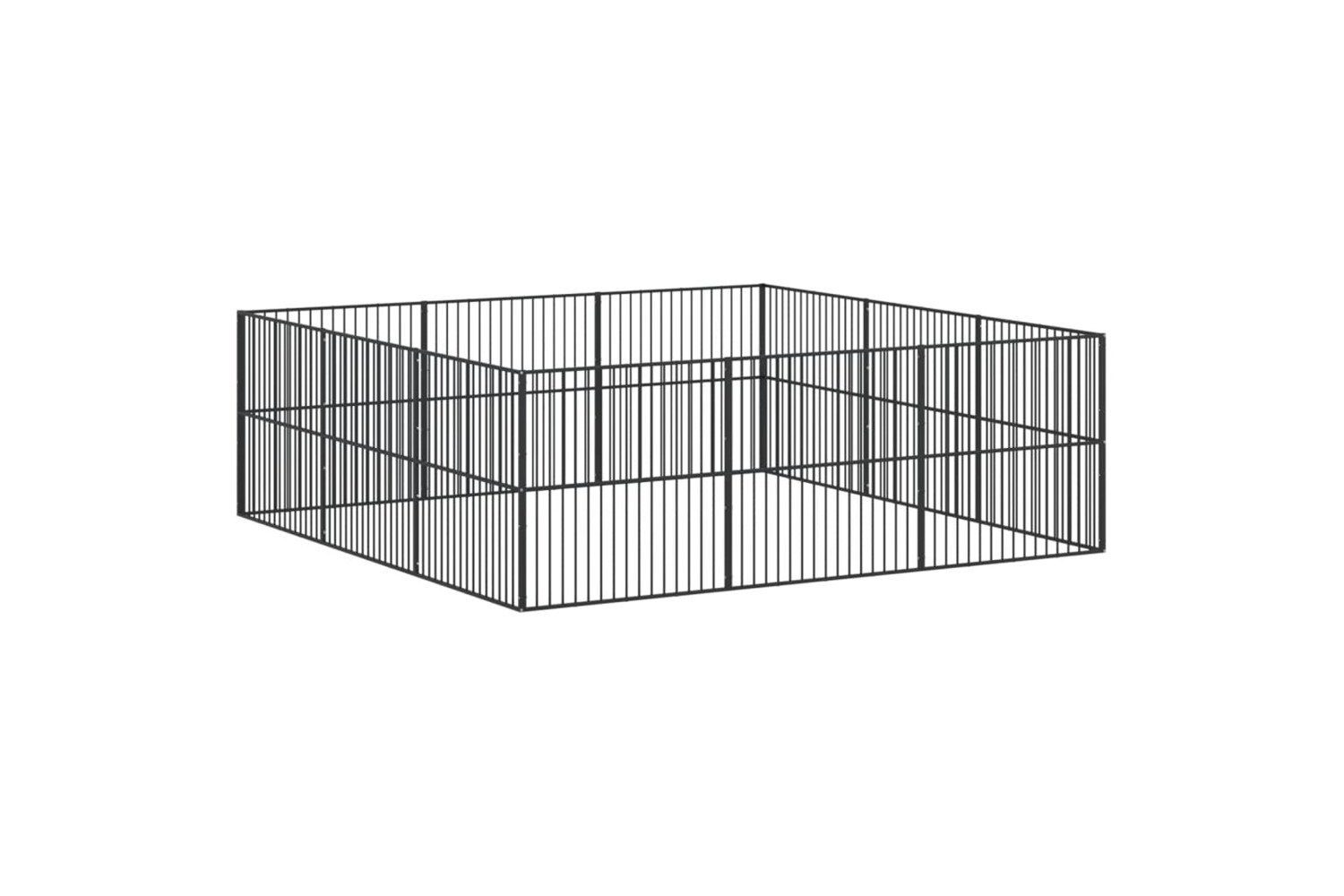 vidaXL 3209554 Dog Playpen 12 Panels Black Galvanised Steel