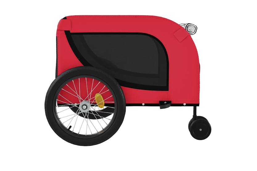 Vidaxl 94027 Pet Bike Trailer Red And Black Oxford Fabric And Iron