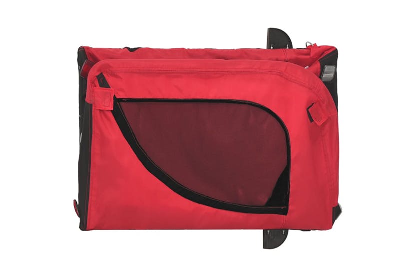 Vidaxl 94027 Pet Bike Trailer Red And Black Oxford Fabric And Iron